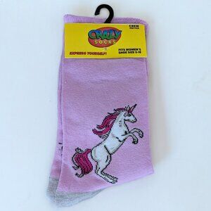 Women's Crazy Socks brand purple unicorn socks